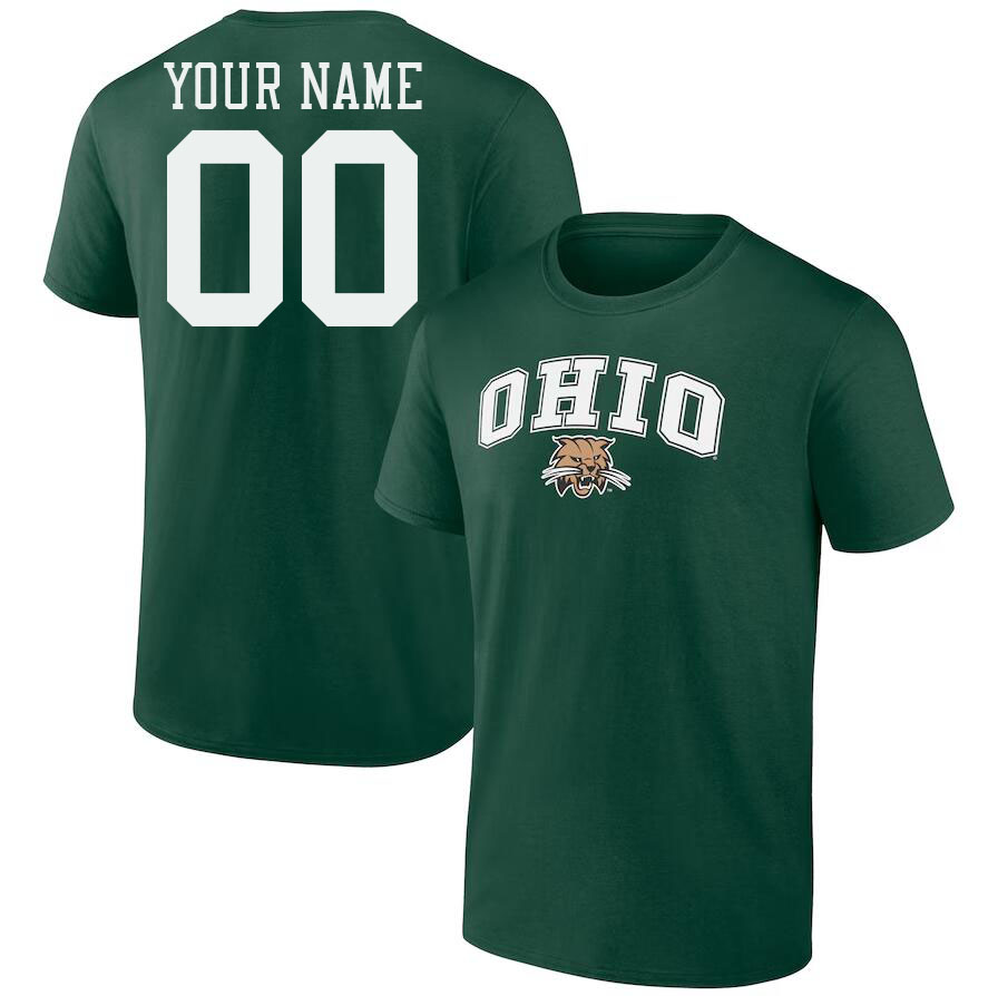 Custom Ohio Bobcats Name And Number Tshirts-Green